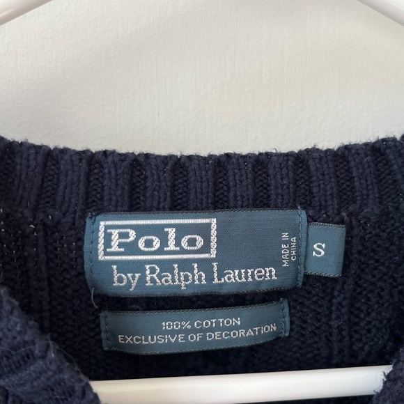 Polo Ralph Lauren Cable-Knit Cotton Jumper Sweater in Hunter Navy - Picture 12 of 12